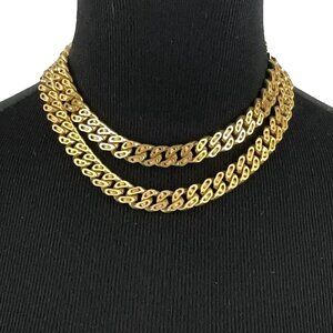 BEN-AMUN chunky choker necklace - vintage gold-tone double-strand chain collar